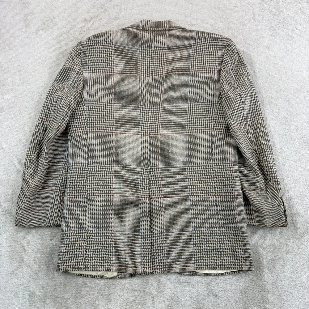 VTG Polo Ralph Lauren Blazer Jacket 42 Glen Check Silk Linen Wool 80s 90s USA